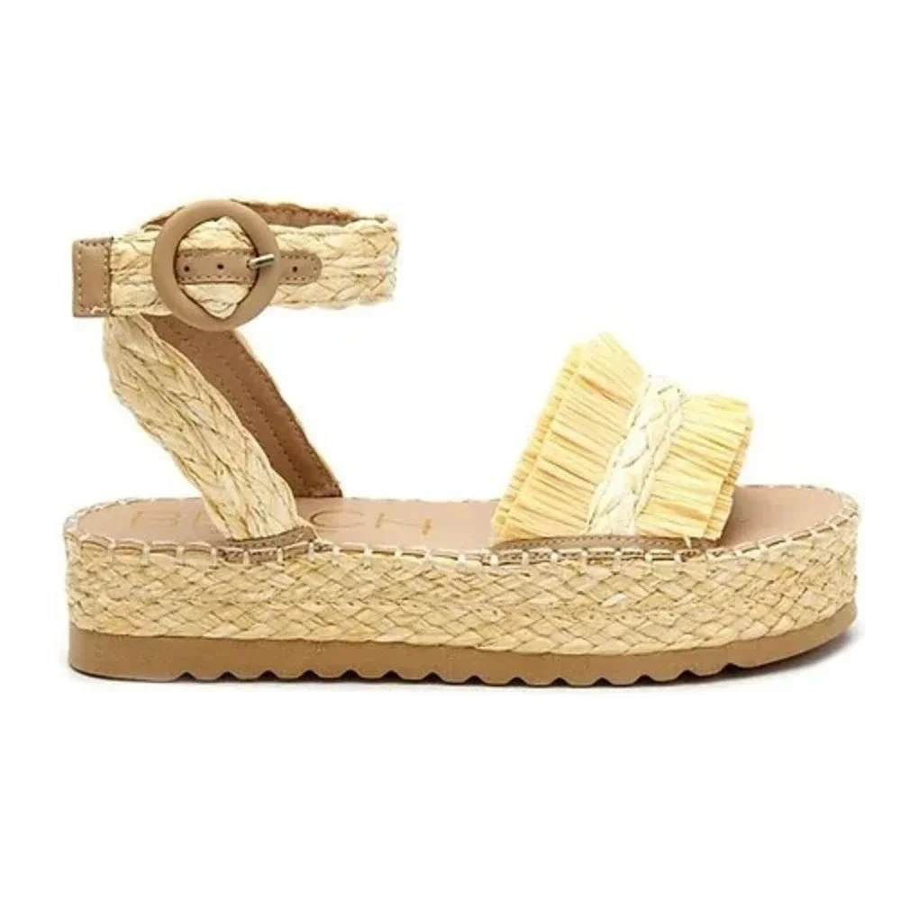 Beach by Matisse Seashore Raffia Straw Espadrille Sandals Ivory Size 10